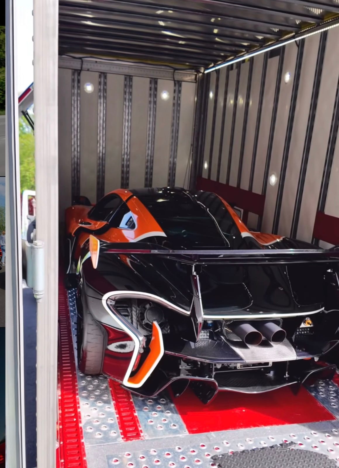 McLaren P1 loaded inside VIY's compact enclosed carrier